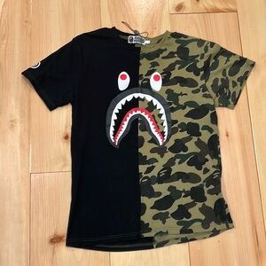 A Bathing Ape BAPE shark camo black shirt